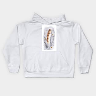 Barn Owl Feather on Watercolour - by Nadya Neklioudova Kids Hoodie